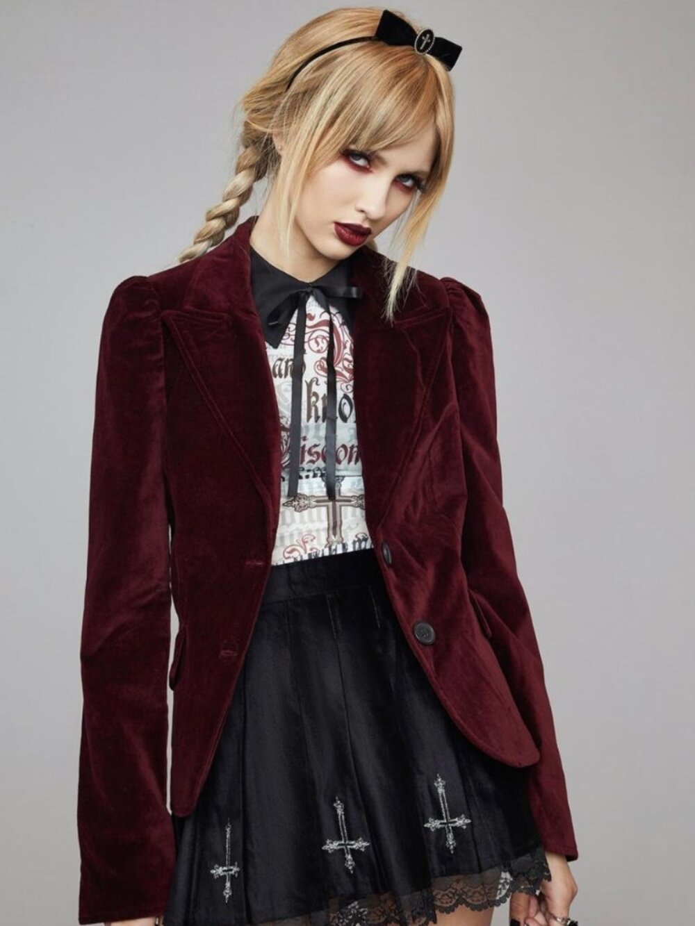 Regal Burgundy Velvet Jacket Blazer - Picture 2 of 5